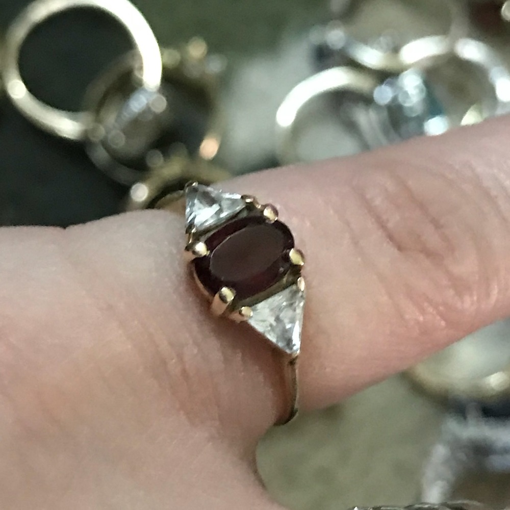 Ruby & DiamondRing Stamped 10 Kt Solid YellowGold